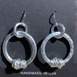 MAB Earrings Hammered Silver Hoops
