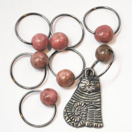 Cool Cat Stitch Markers with Rhodonite