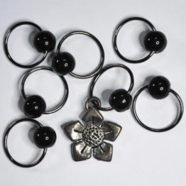 Black Onyx L Flower Stitch Markers