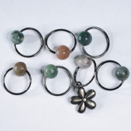 Fancy Jasper Small Flower Stitch Markers